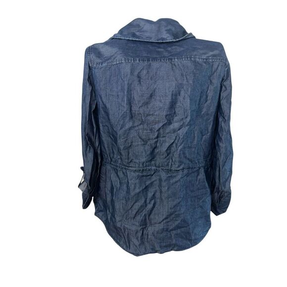 Beautiful CHICO’S Chicos Blue Chambray Drawstring Waist with pockets  lightweigh - Picture 5 of 9